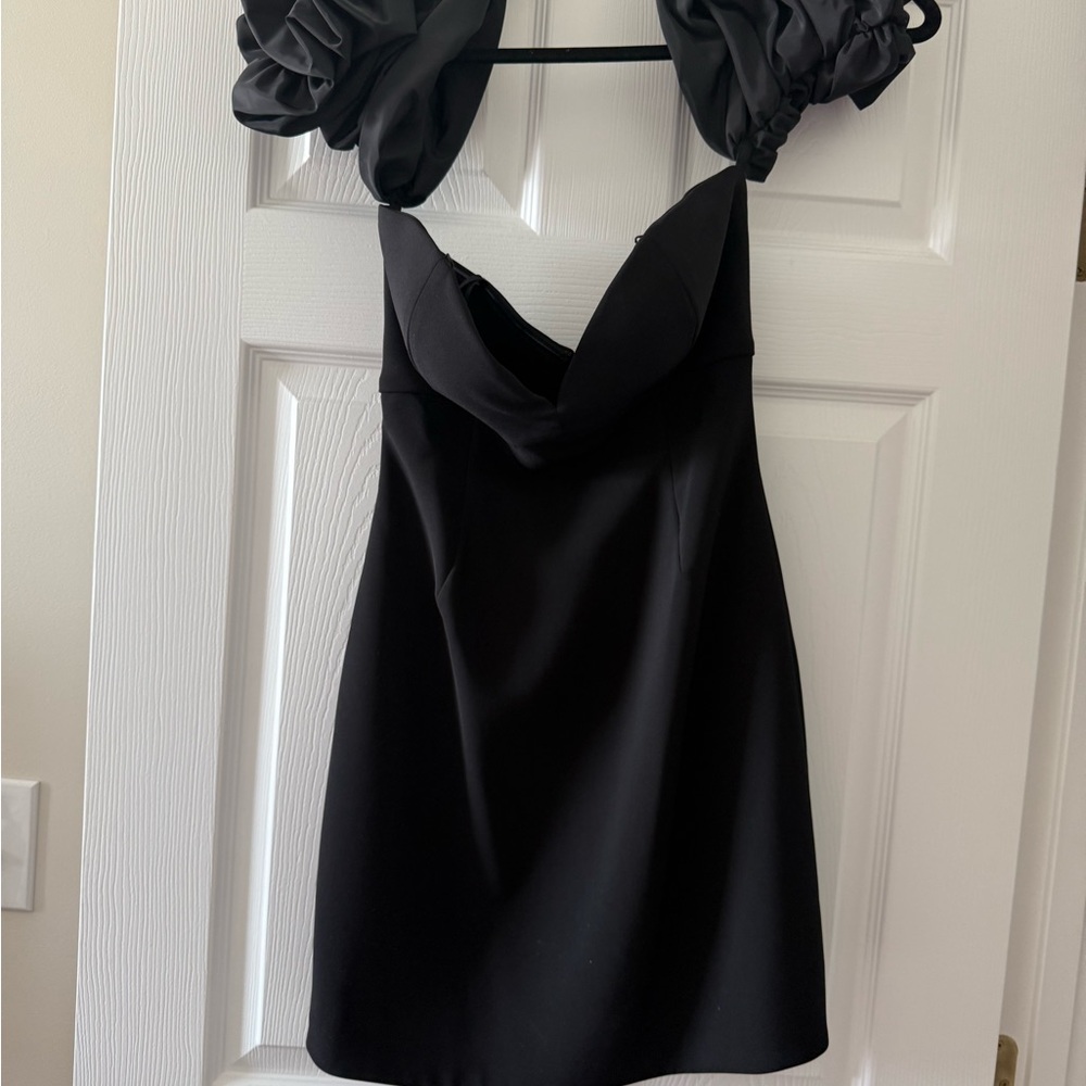 Ronny Kobo Collection Black Mini Dress with Ruffled Straps